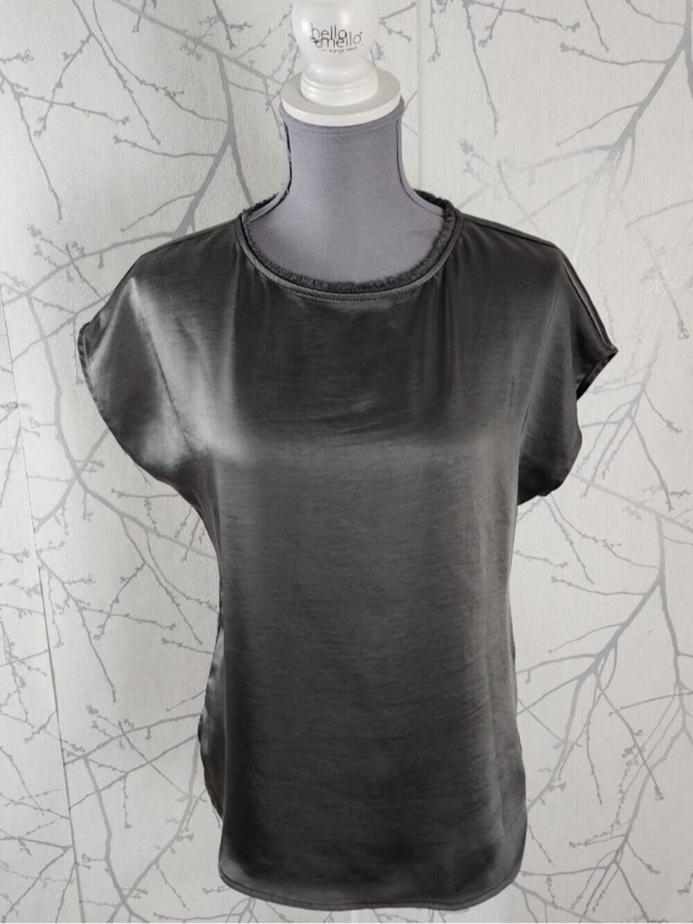 Melissa Nepton Pewter Modal Blend Satin Batwing Tee